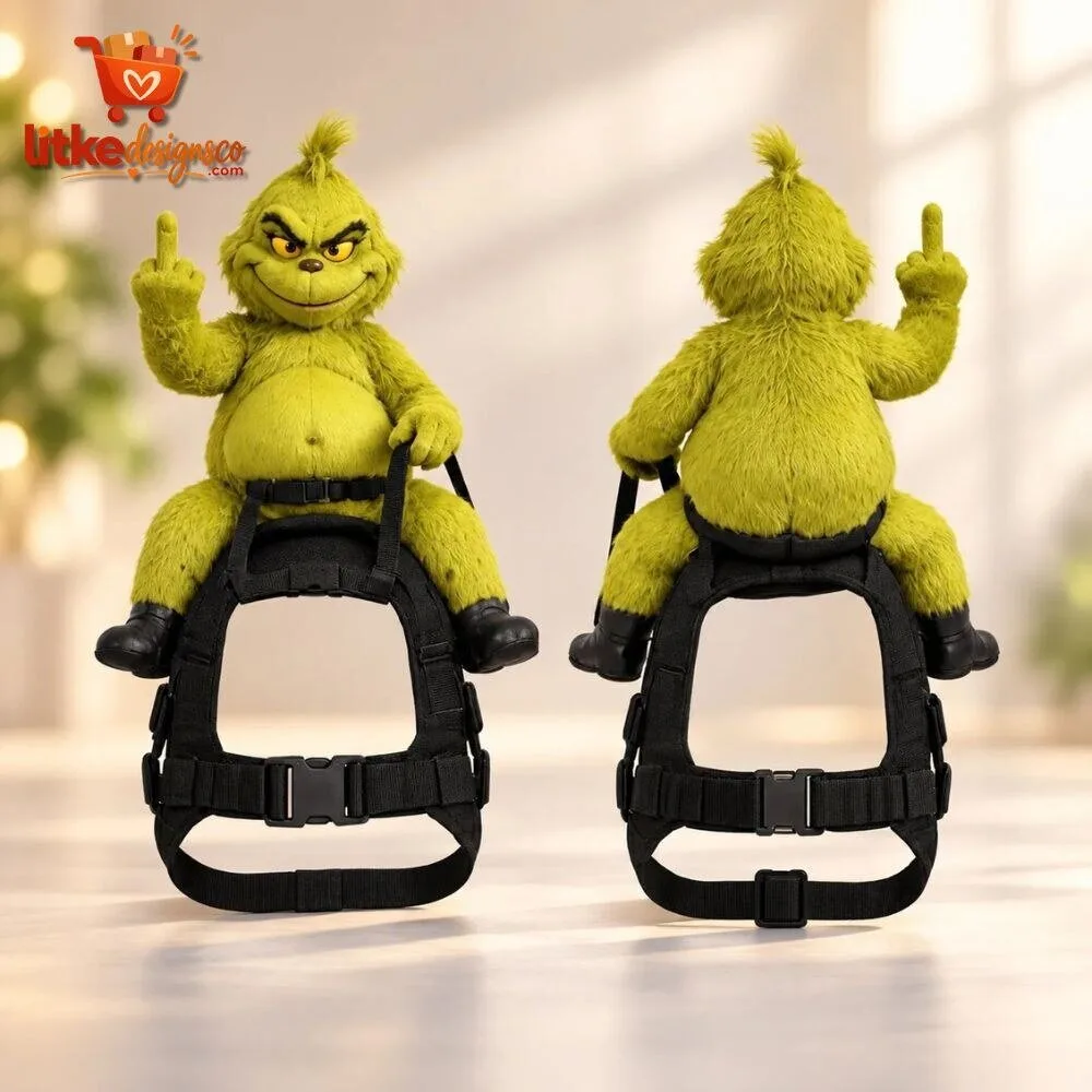 Grumpyrider Grinch Santa Dog Harness Costume with Middle Finger Gesture 11 Grumpyrider Grinch Santa Dog Harness Costume with Middle Finger Gesture product presentation